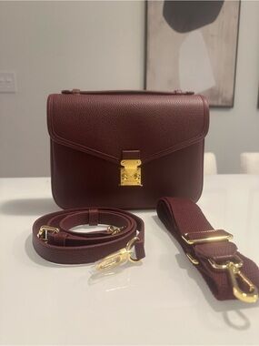 DUYP -  PARIS 15 - TOGO LEATHER SATCHEL BAG - BURGUNDY